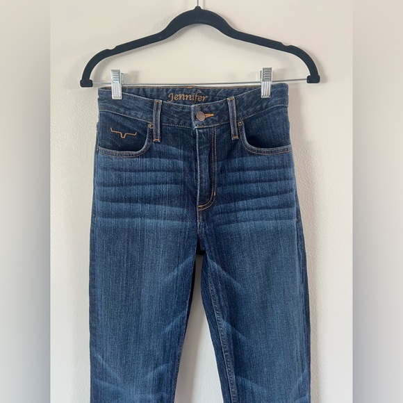 Kimes Ranch Jennifer Dark Wash High Rise Flare Leg With Trouser Hem Jeans - Picture 5 of 11